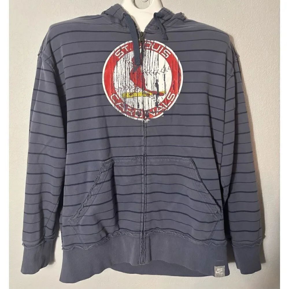 ST LOUIS CARDINALS NIKE FULL ZIP HOODED JACKET HOODIE MENS XL MLB BASEBALL BLUE
